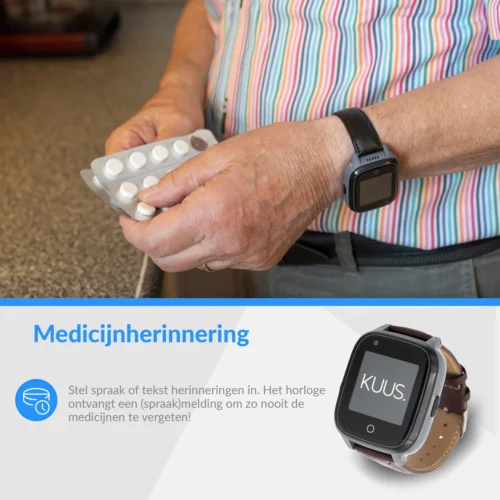 KUUS. S2 Alarm Horloge Zonder Abonnement met Valdetectie voor Ouderen en Senioren - Personenalarmering met SOS knop Alarmknop - GPS - Alarmhorloge