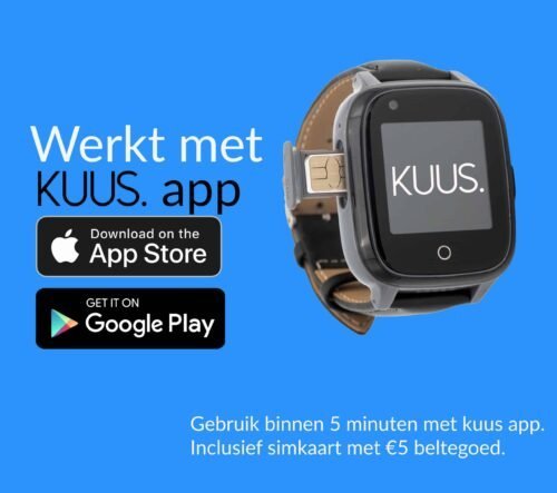 KUUS. S2 Alarm Horloge Zonder Abonnement met Valdetectie voor Ouderen en Senioren - Personenalarmering met SOS knop Alarmknop - GPS - Alarmhorloge