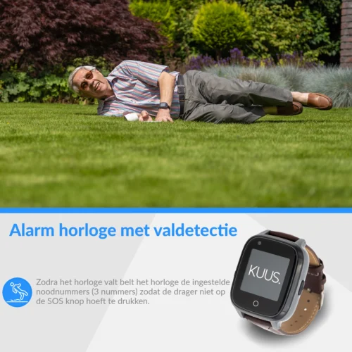 KUUS. S2 Alarm Horloge Zonder Abonnement met Valdetectie voor Ouderen en Senioren - Personenalarmering met SOS knop Alarmknop - GPS - Alarmhorloge