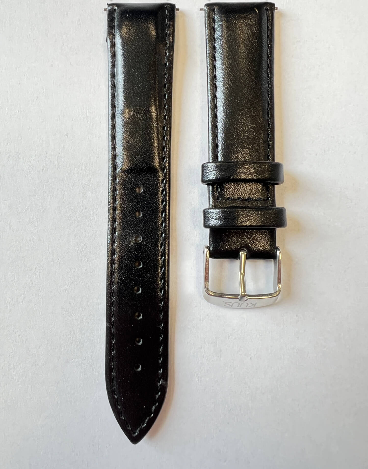 horlogebandje zwart leer, lederen horloge bandje 23mm