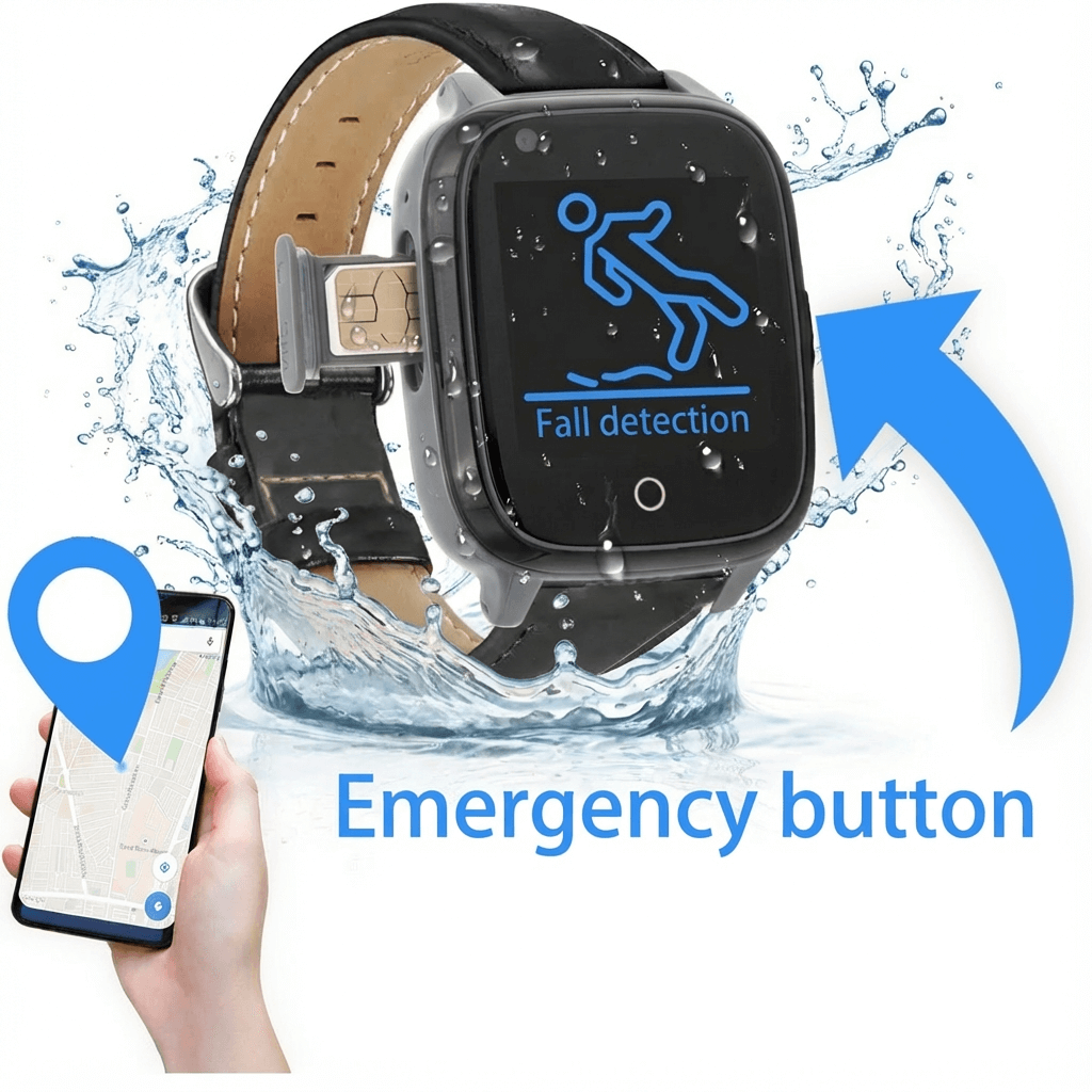 Personal alarm watch without subscription with fall detection - With emergency button for elderly