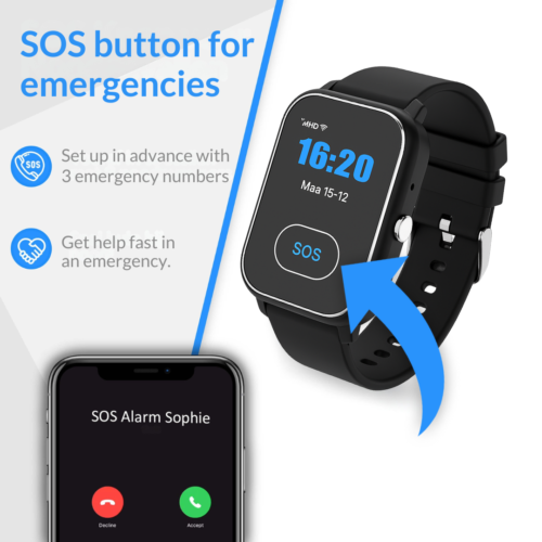 KUUS. S4 Alarm watch for the elderly. SOS watch without subscription with GPS and fall detection with additional panic button