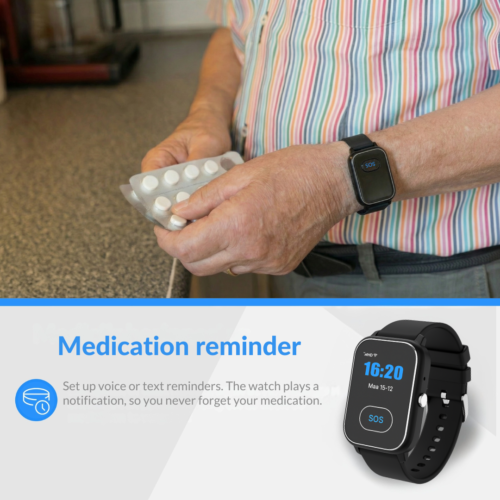 KUUS. S4 Alarm watch for the elderly. SOS watch without subscription with GPS and fall detection with additional panic button