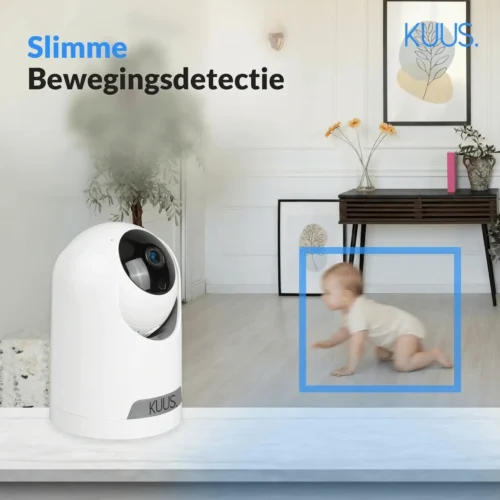 KUUS BM2 WiFi Baby Monitor mit Kamera und App (ohne separaten Bildschirm) - 2K Baby Monitor - 360° drehbare & neigbare Babykamera - scharfe Nachtsicht - Bewegungs- & Tonbenachrichtigungen