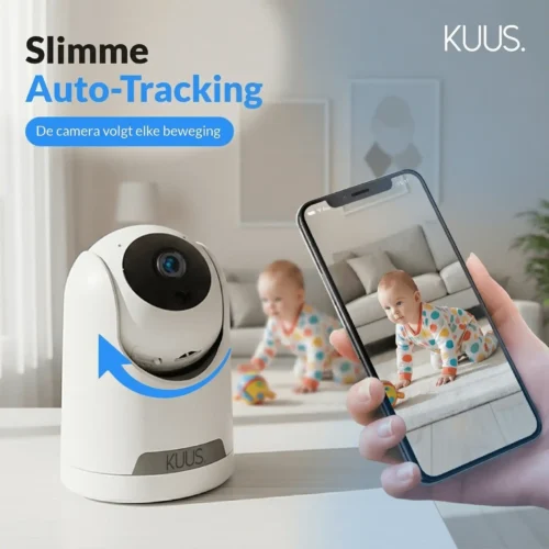 KUUS BM2 WiFi Baby Monitor mit Kamera und App (ohne separaten Bildschirm) - 2K Baby Monitor - 360° drehbare & neigbare Babykamera - scharfe Nachtsicht - Bewegungs- & Tonbenachrichtigungen