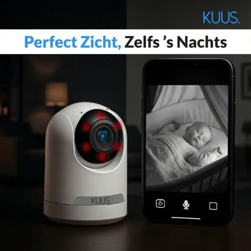 KUUS BM2 WiFi Baby Monitor mit Kamera und App (ohne separaten Bildschirm) - 2K Baby Monitor - 360° drehbare & neigbare Babykamera - scharfe Nachtsicht - Bewegungs- & Tonbenachrichtigungen