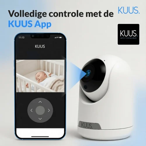 KUUS BM2 WiFi Baby Monitor mit Kamera und App (ohne separaten Bildschirm) - 2K Baby Monitor - 360° drehbare & neigbare Babykamera - scharfe Nachtsicht - Bewegungs- & Tonbenachrichtigungen