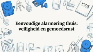 Met de hand getekende veiligheidsiconen omlijsten een opvallende titelruimte.