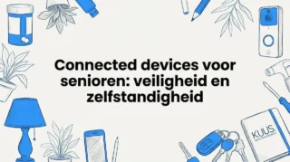 Rondom de titel een speelse, handgemaakte illustratie die het thema slimme apparaten uitbeeldt.