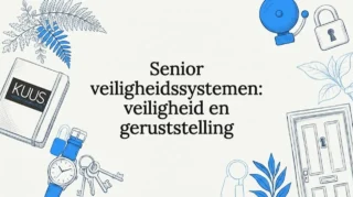 Sfeervolle titelkaart met veiligheidspictogrammen en huiselijke elementen