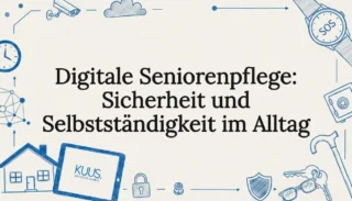 Ansprechende Illustrationen für Titelkarten in der digitalen Seniorenbetreuung