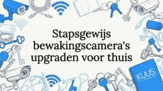 Titelkaart met een handgetekende illustratie van een beveiligingscamera