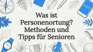 Gestaltete Titelseite mit Motiven aus Kompass, Funkwellen, Uhr und Smartphone